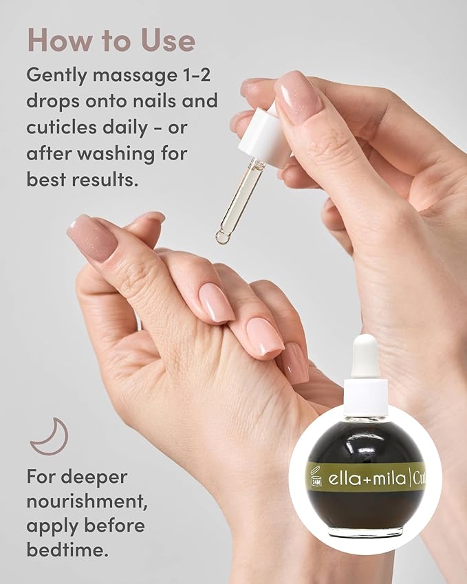 ella+mila Nail Cuticle Oil with Olive & Avocado - Deep Moisture Cuticle Oil for Nails - Intense Hydration for Dry Cuticles - Vegan Nail Care Products - 2.3 fl oz