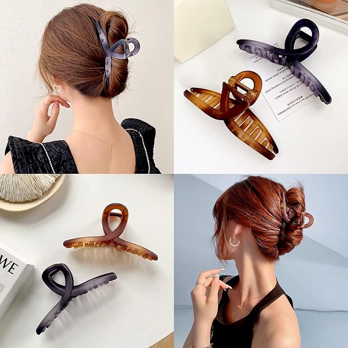 Large Hair Claw Clips Big Butterfly Hair Clips for Women Gradient Matte 5.11" Large Claw Clip Oversize Hair Clip for Women and Girls Hair Accessories for Long Thick Hair 4 Pcs