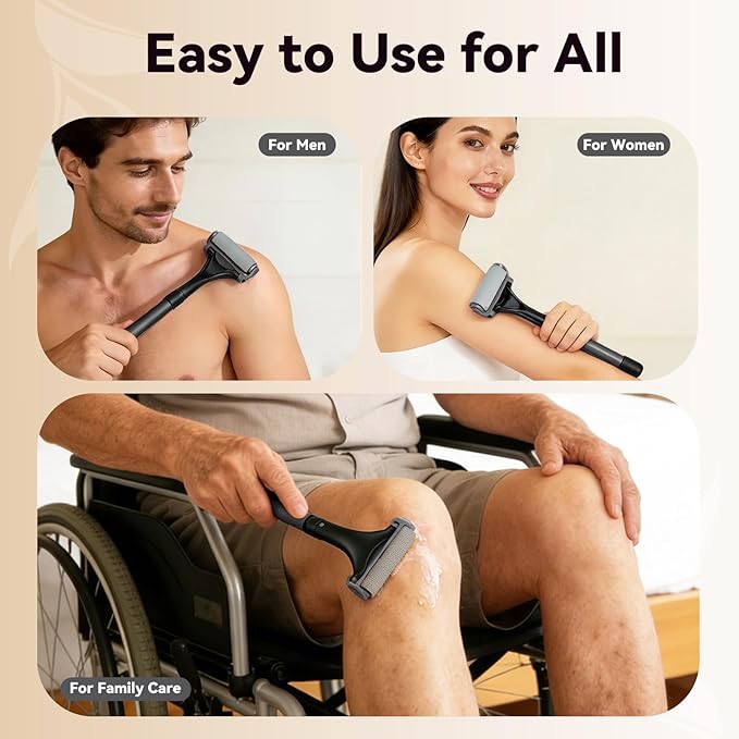 Lotion Applicator for Back&Body-Extendable up to 21.5" Back Lotion Applicator with 3 Roller and 2 Finger caps for Back self,Lotion Stick & Sunscreen Applicator for Skin Cream,Oils & More,Black