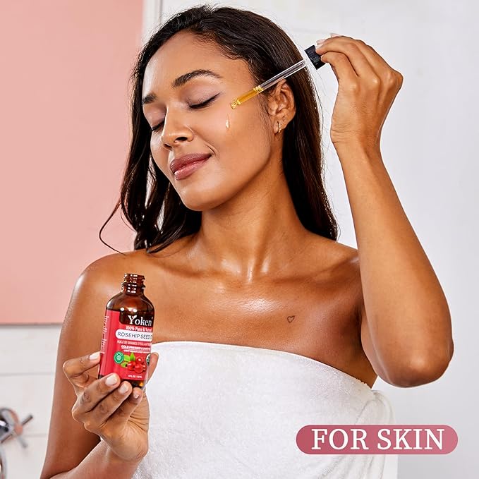 Rosehip Seed Oil for Face, 100% Pure and Natural Cold Pressed Unrefined Organic Rosehip Carrier Oil for Skin, Hair, Body & Nails - Lightweight, Fast-Absorbing (4 fl oz)