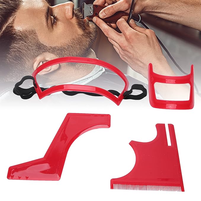 4Pcs Beard Shaping Tool Kit, Beard Shaper with Precise Templates for Men's Grooming, Hairline, Goatee or Neckline Styling