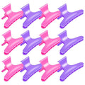 Hair Clips for Styling Sectioning 12 Pack Hot Pink Purple Butterfly Clamps Hair Claw Clips Pro Salon Hair Clips for Styling, Sectioning, Cutting and Coloring