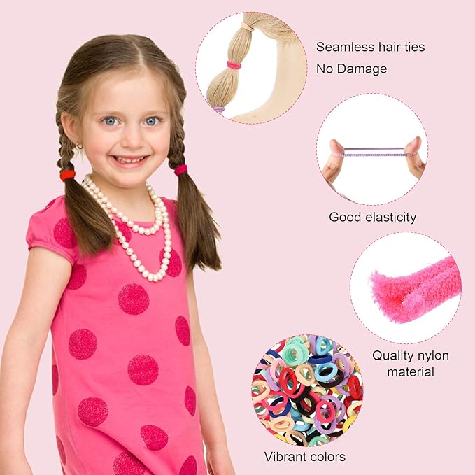 150 Pack Soft Seamless Elastic Hair Ties for Toddlers and Little Girls - No Damage Hair Bands, Ponytail Holders, and Hair Accessories Gift