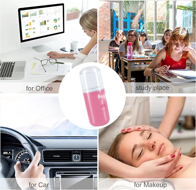 Kingsmile Nano Mist Sprayer, Electric Nano Mister, Portable Face Mister for Eyelash Extensions & Daily Care, Mini Face Humidifier, Facial Mister with 1OZ /30ML Large Capacity Screwing Water Tank Pink
