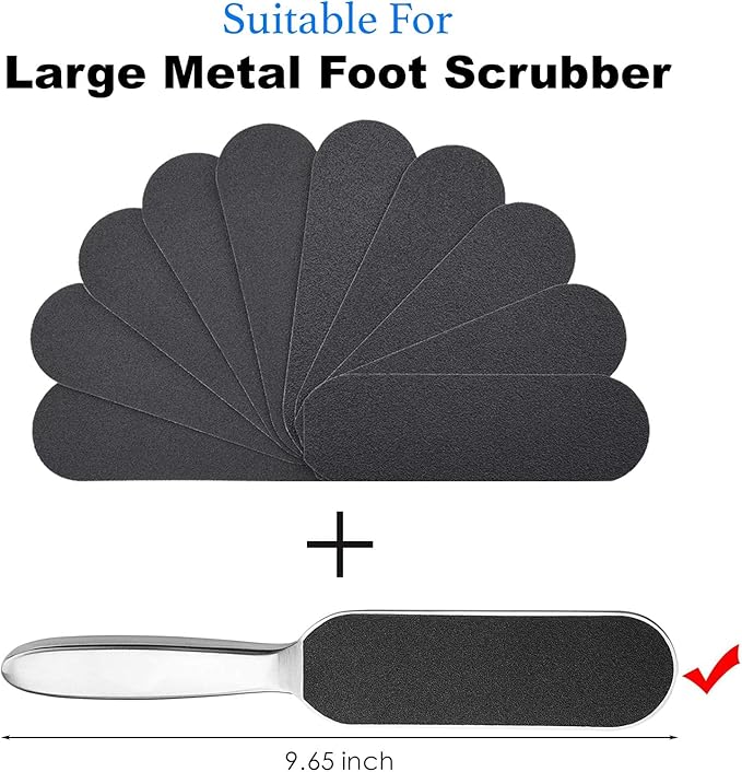 EagleKing Stainless Steel Foot File Refills, 40 Pieces Replacement Pads, Foot Rasp Pad with Removable Glue, Size 5.2" L x 1.7" W