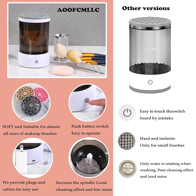 Makeup Brush Cleaner Electric, Upgrade Automatic Spinning Makeup Brush Cleaner,Make Up Cleaner Machine, Silent Makeup Brush Washer Great Gifts for Women