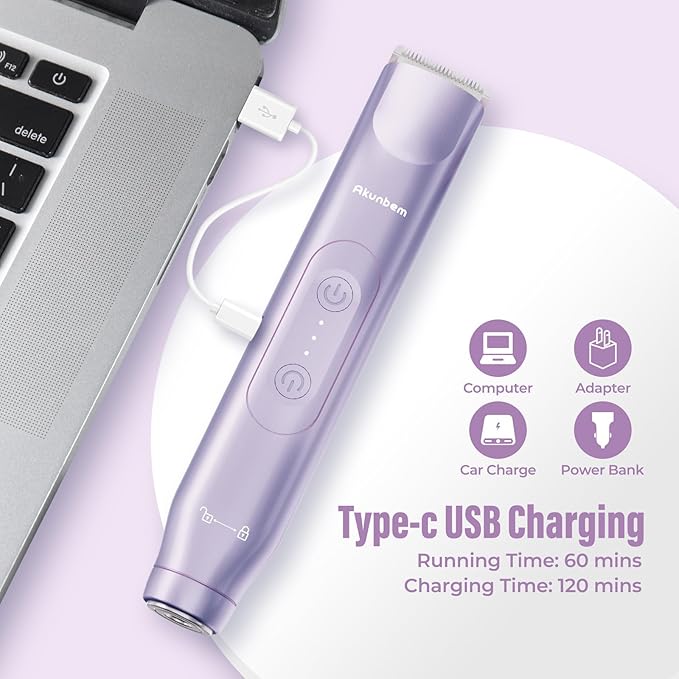 Bikini Trimmer for Women - 2 in 1 Electric Razors for Women - Dual Head Electric Shaver - IPX7 Waterproof Wet & Dry Use Body Hair Trimmer and Facial Hair Remover for Bikini Underarm Leg Arm