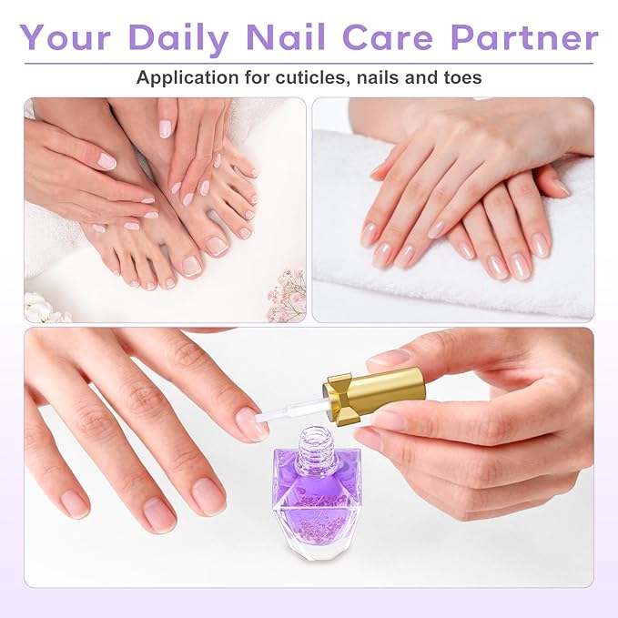 JIASHENG Cuticle Oil, Scented Cuticle Nail Oil Infused with Flowers, Hydrates, Moisturizes, Strengthens, Repairs, Revitalizing Cuticle Oils for Nails Damage Dry Cuticle, Lavender, 12ml