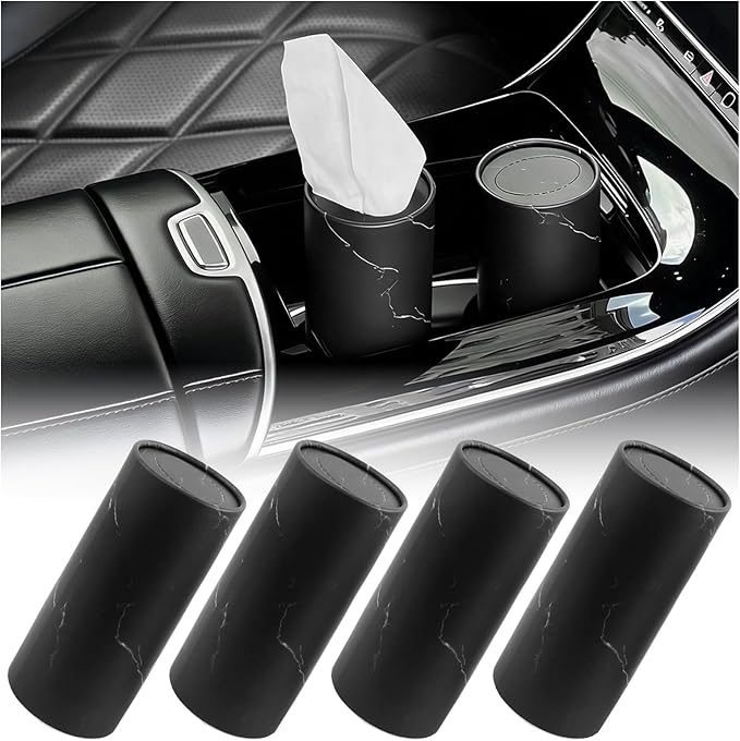 4PCS Car Tissue Holder with 50 Facial Tissue,Minimalist Round Car Tissues Cylinder for Cars Cup Holder Quick Access,Universal Cars Kleenex Cylinder for Most Vehicles