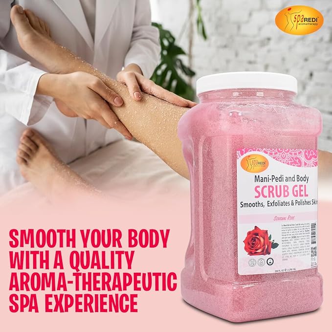 SPA REDI Professional Foot Scrub Gel – Dual-Action Pedicure Treatment | Dual-Action Skin Transformation for Softer, Nourished Feet & Elevated Client Satisfaction (128oz Gallon)