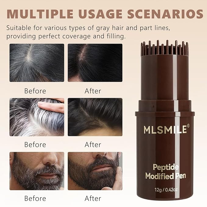 2-in-1 Hair Dye Comb for Women, Waterproof and Sweat-Proof Temporary Hair Dye Brush & Color Stick, Gray Hair Cover Touch Up Correction Stick for Unisex (Dark Brown)