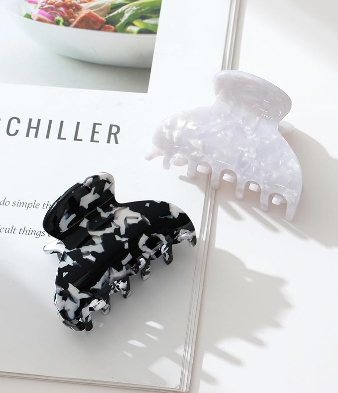 2 Pcs Small Medium Hair Claw Clips for Women Tortoise Shell Claw Hair Clips for Thin Fine Medium Thick Hair