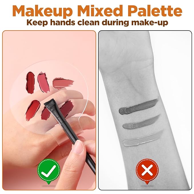 2 Pcs Handheld Acrylic Makeup Palette, Foundation Mixing Palette Nail Art Manicure Tray Clear Cosmetic Mixing Tray Apply for Foundation Eye Shadow Lipsticks Blending