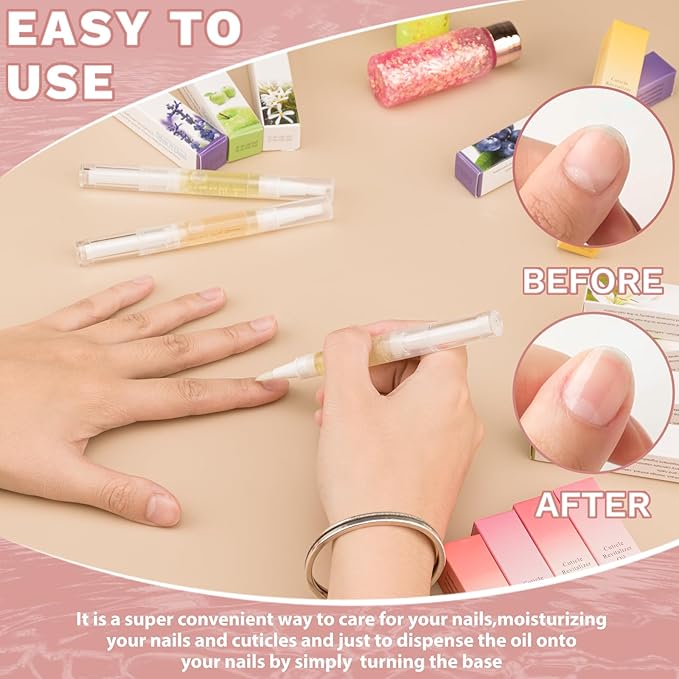 Meschett Nail Nutrition Pen,6PCS Nail Cuticle Oil Pen Set Nail Nutrition Oil Nail Care for Repairing Cracked & the Dry Cuticle (Mix Flavors)