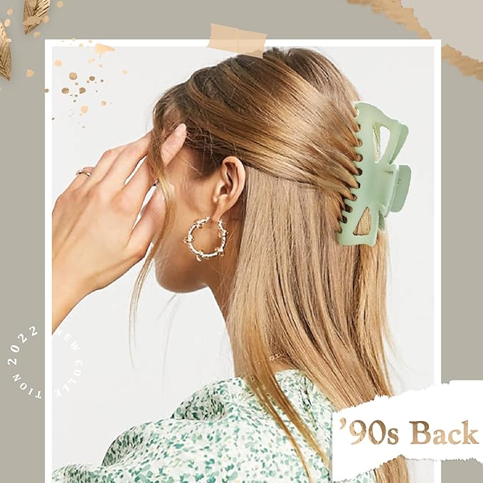 5.5” Large Hair Claw Clips, Big Hair Clips Enough to Hold Your Hair, Hair Clips for Women Thick Hair (Neutral-4pcs)