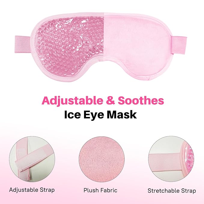 Permotary 2 Pack Gel Ice Eye Mask Cold Therapy Cooling Eye Mask for Relaxtion,Puffy Eyes Relief Reusable Cold & Warm Compress for Puffiness,Dry Eyes,Headaches,Migraines,Stress Relief,Post Surgery