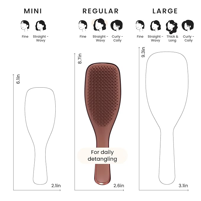 Tangle Teezer Chrome Ultimate Detangler Brush for Wet & Dry Hair, Eliminates Knots & Reduces Breakage for Straight to Curly Hair Types, Chocolate Bronze