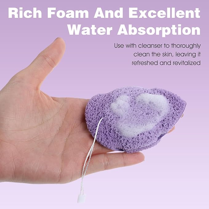 3PCS Facial Sponges, Colorful Face Scrubber for Cleansing and Exfoliating, Reusable Daily Cleansing Face Pads, Compressed Blackhead Remover for Skin(Green Yellow Pink)