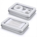 2Pcs Cotton Swab Holder for Travel, Portable Swab Case with Dustproof Lid, Travel Floss Picks Cases for Cotton Swabs Hair Ties Floss(Silver)