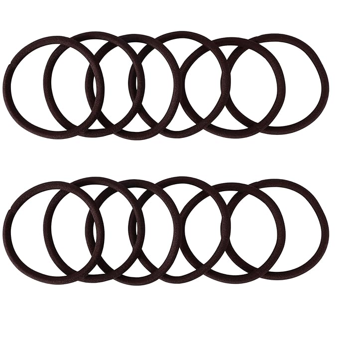 100PCS Hair Ties, 4MM Dark Brown Ponytail Holders Hair Bands, 2 Inch in Diameter Rubber Bands for Medium to Thick Hair, (4mm Dark Brown)