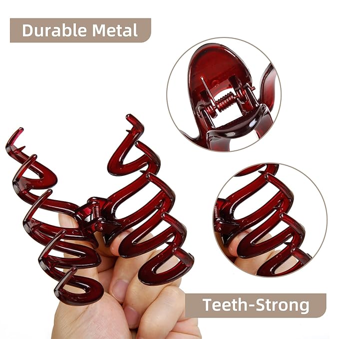 Claw Clips for Women 4Pcs Wavy Hair Clips for Thick Hair Non Slip Hair Clip Claw for Women's Hair Cute Hair Accessories