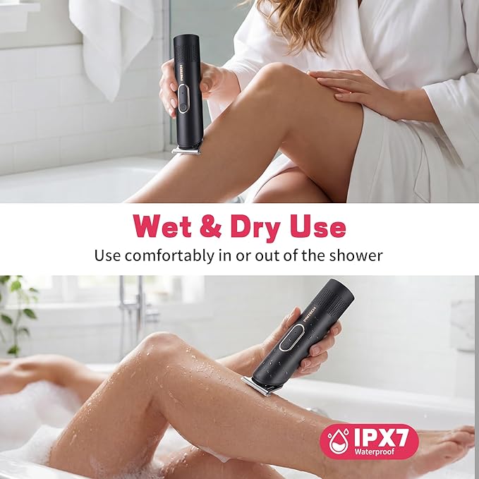 PRITECH Hair Trimmer for Women - Rechargeable Bikini Trimmer for Women Pubic Hair, Wet&Dry Use, Pain-Free Electric Razor&Shaver with Standing Recharge Dock, Ideal Gift, Black