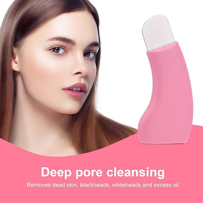 Blackhead Remover Tool, Silicone Stainless Steel Blackhead Extractor Deep Clean Black Head Remover for Face Nose with Silicone Brush Dust Cover Face Scraper Tool for Women (Pink)