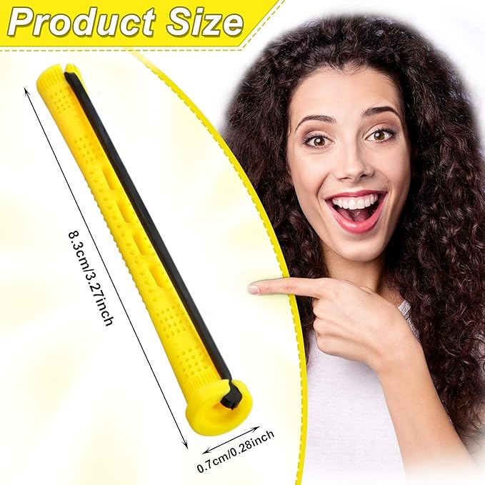 WILLBOND 60 Pcs Perm Rods for Long Hair Plastic Curl Rods Cold Wave Irons Curling Roller for Hair Styling Hairdressing Tools(0.28 Inch,Yellow)