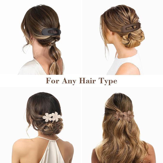 12 PCS Flat Hair Clips for Women - 3 Styles Flat Claw Clips for Thin Thick Hair, Strong Hold Hair Accessories