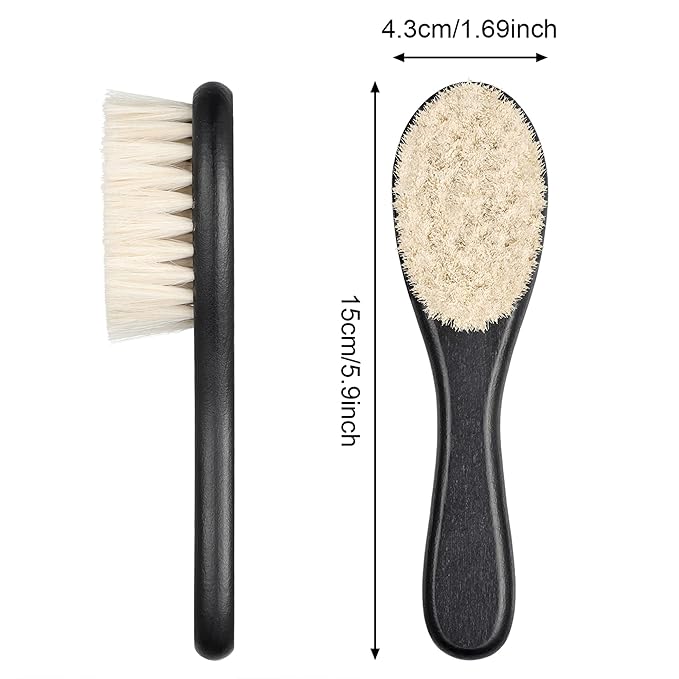 Shappy 2 Pieces Barber Fade Brush Men Beard Brush Neck Duster Cleaning Grooming Tool Soft Beard with Wooden Handle for Barber Hair Cutting Kits(Black)