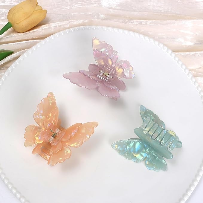 NAISIER Butterfly hair clips Butterfly claw clips for women girl cute Hair Accessories for Girls & Women.(Orange green purple)