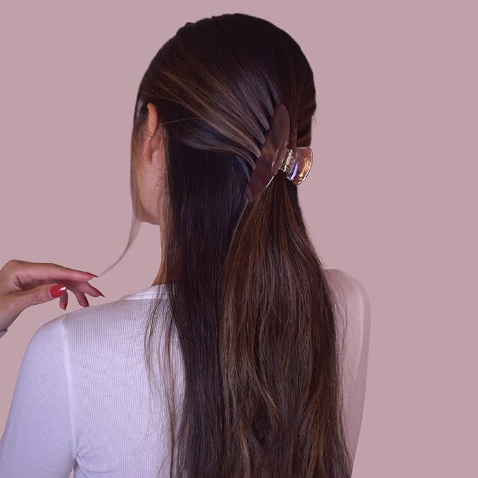 Luxury Mocha Claw Clip for Women | Our Acetate Mocha Hair Clip Feels Light, Looks Smooth and is Easy to Wear | Use for easy Half Ups with No Snagging and a Secure Grip in a Large Four Inch Size