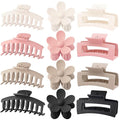 Large Hair Claw Clips, 12 Pack Flower Hair Clips for Thick Hair, Big Square Matte Strong hold for Thin Hair, 3 Styles Claw Hair Clips for Thick Hair