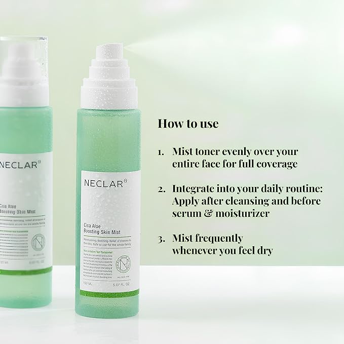 CICA Aloe Hydrating Toner Spray for Face - pH Balanced Calming Facial Mist - Aloe Vera and Centella Asiatica - for Acne Prone and Sensitive Skin - Korean Skincare for Redness, Dryness