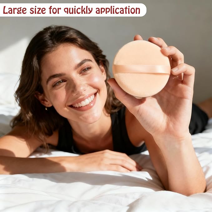 Body Powder Puff Extra Soft Large 3.95" Dusting Powder Puff for Women Bath and Face Makeup Setting Powder Applicator - Perfect for Talcum or Loose Powder, Big Beauty Sponge