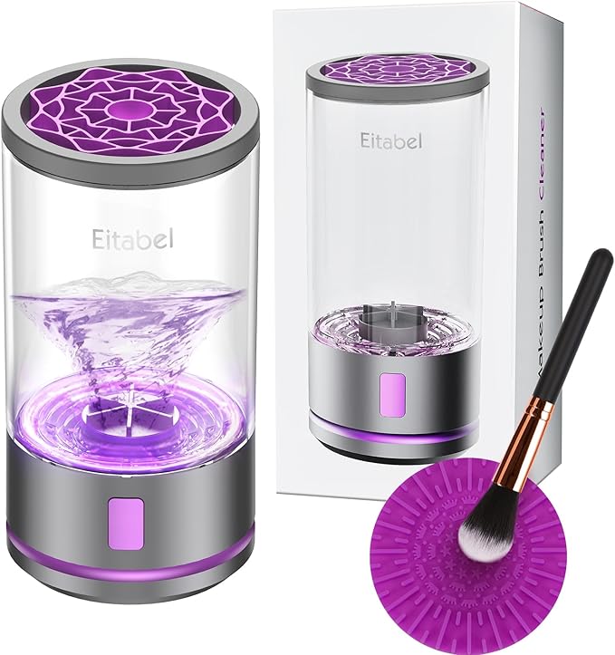 Electric Makeup Brush Cleaner Machine - 2 in 1 Automatic Spinning Cosmetic Brush Washer, Portable Makeup Brushes Cleanser for All Foundation Brush Types and Beauty Sponges
