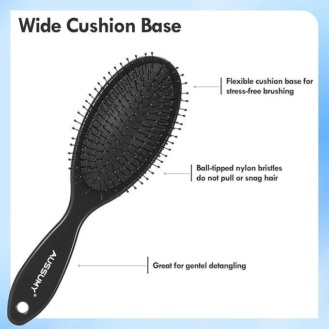Air Cushion Detangling Hair Brush - 4 Pack Detangler Hairbrush with Ultra Soft Bristles for Effortless Tangle Removal - For Wet Dry Damaged Curly Hair for Women Men Boys Girls Kids - Dark Purple