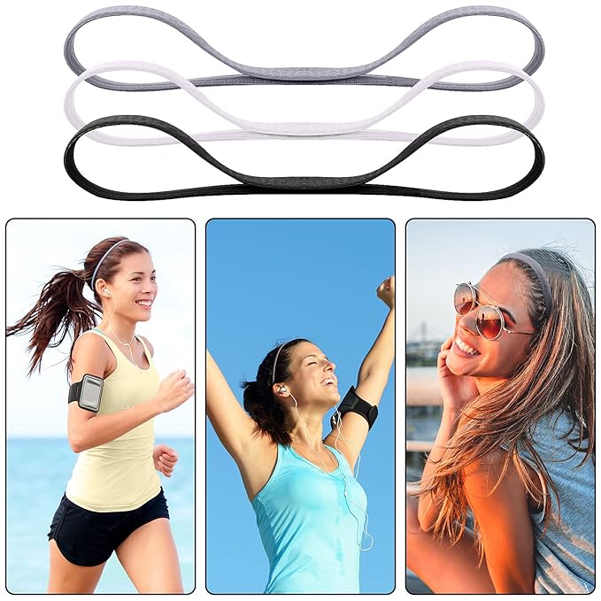Duufin 20 Pieces Elastic Headbands Non Slip Sport Headband Thin Sweat Workout Headband Elastic Sports Headbands for Women, Men and Girls