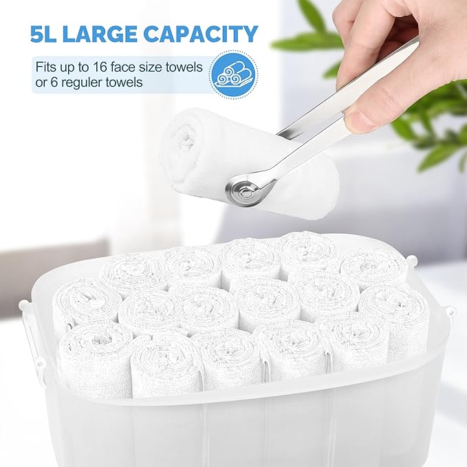 EASYINBEAUTY Hot Towel Warmers for Spa, Holds 16 Small Towels, 5L Portable Towel Steamer with Quickly Heating in 1-5 Mins, Auto Off Timer Foldable Towel Warmer for Facials, Barber, Manicures, Massage
