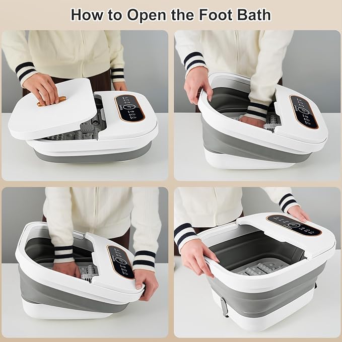 Collapsible Foot Spa Bath with Heat, Touch Screen, Remote Control, Massage Rollers, Timer, Bubble, Foot Pedicure Kit, Temperature Control Pedicure Foot Spa, Foot Bath