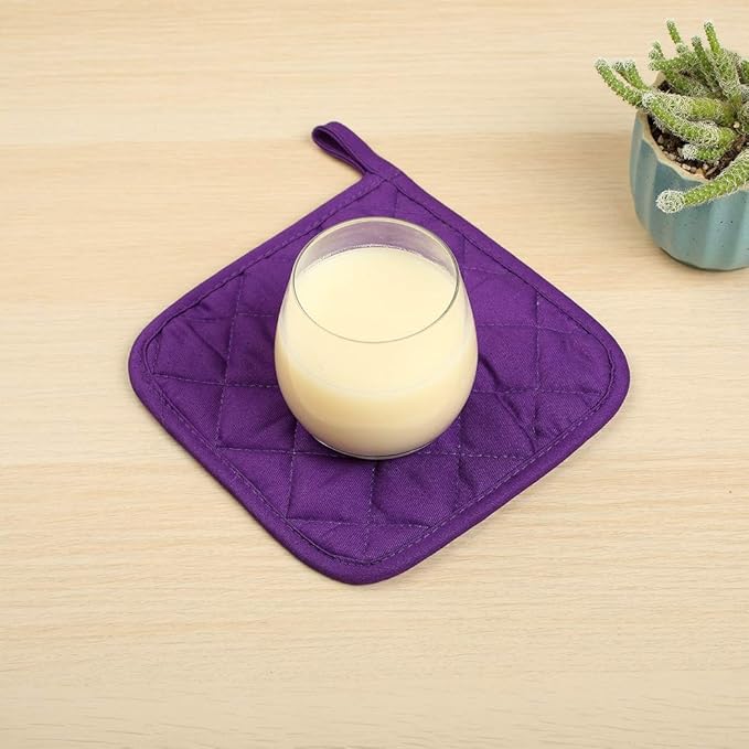6 Pack Potholders Kitchen Pot Holders Set,Cotton Pot Holders for Kitchen 7 inch hot Pads,Heat Resistant Hot Pads for Cooking and Baking Grape