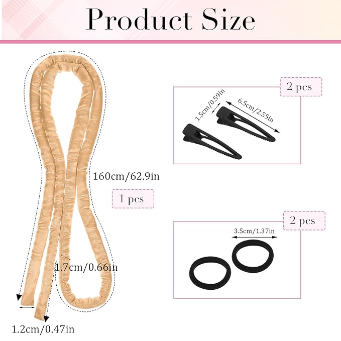 Heatless Curling Rod Headband, Heatless Hair Curler Overnight for Long Short Hairs No Heat Overnight Curls with Thin Curlers to Sleep In for Long Hairs (Gold)