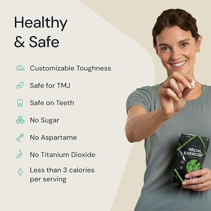 Facial Exerciser Chewing Gum | Pearl-Sized Hard Gums | Adjust Resistance by Chewing 3–5 pcs | Sugar-Free Mint Flavor | 4 Months’ Supply | Strengthen Facial Muscles, Sculpt Jawline & Tone Face Naturally