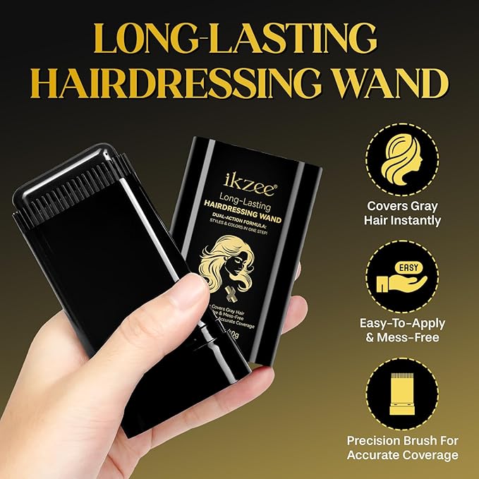 Safe and Convenient Comb Hair Dye,Portable Color Touch-Up Wand Waterproof and Sweat-Proof,Quick Touch-Ups,Instantly Covers Gray Roots Precision Brush-0.7Fl.oz (black)