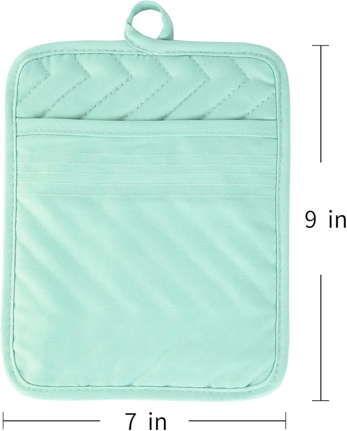 Anyi Pot Holders and Oven Mitts 7" X 9" Heat Resistant Cotton Pocket Pot Holder Set Feature of Non Slip Kitchen Hot Pad Oven Mitts, 3-Pack (Aspen Gold)