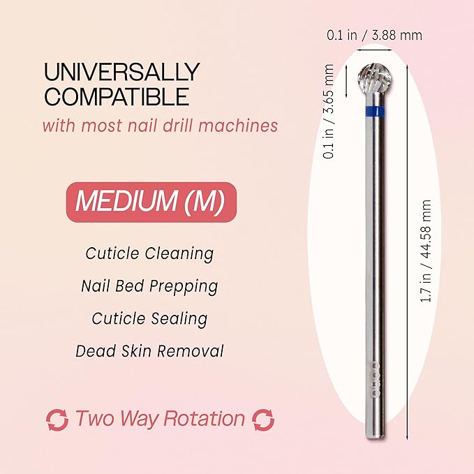 PANA 3/32" Carbide Cuticle Nail Drill Bit for Cuticle Cleaning, Dead Skin Removal, Gel Polish & Acrylic Removal, Under Nail Cleaner, Nail Salon, Manicure Tools (Small Ball Head - Silver, Medium)