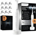 Electric Flosser Kit with Tongue Scraper | No Water, No Mess | Easy Gliding Dental Floss for Gentle Gum Care | Cordless Sonic Power | 50 Replaceable Heads [Glacier White]