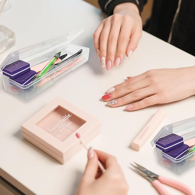 Plastic Nail Storage Manicure Tool Box, 4PCS Storage Personal Box Nail Implement Storage Box Organizer Case Box for Nail Art Pedicure Supply (Clear-4pcs, Small)