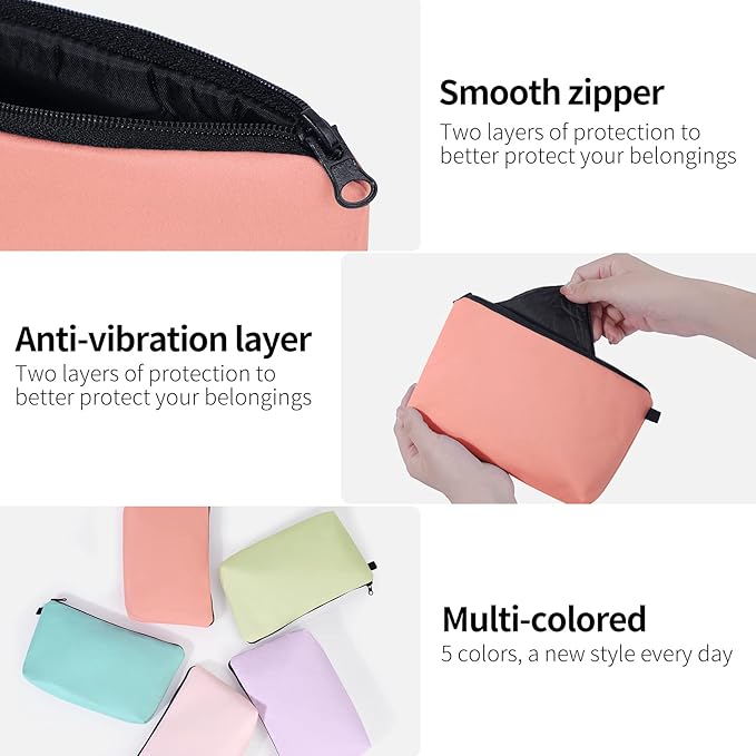 MAGEFY 5 PCS Makeup Bag Large Makeup Pouch Small Makeup Bags for Purse Travel Cosmetic bag for Women Solid Color