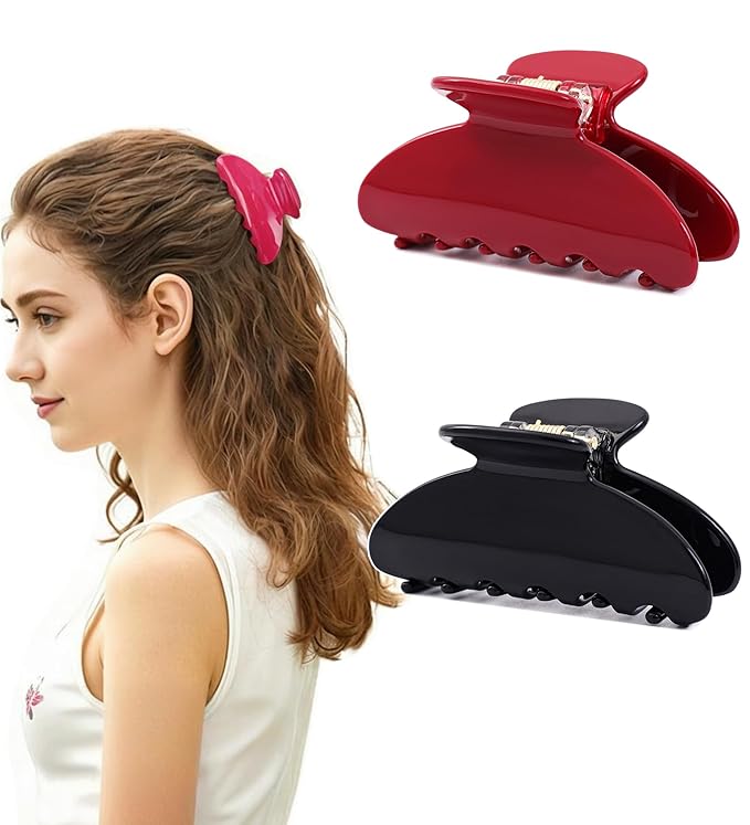 2 Pcs Small Medium Hair Claw Clips for Women Acetate Claw Hair Clips for Thin Fine Thick Hair